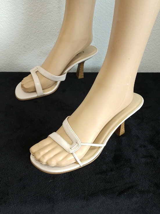 Unlisted Shoes - Unlisted Cream Strappy Mid-Heel Mules